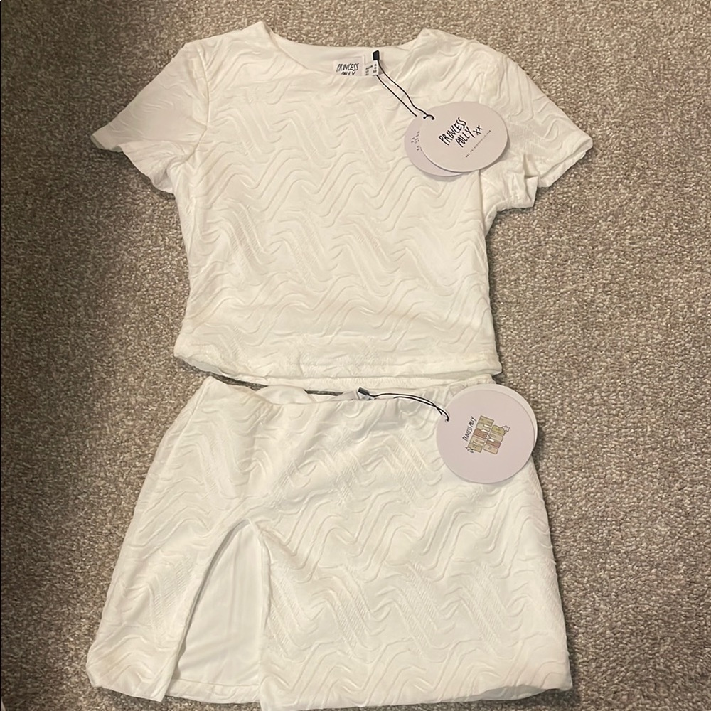 Princess Polly White Textured Two-Piece Set
